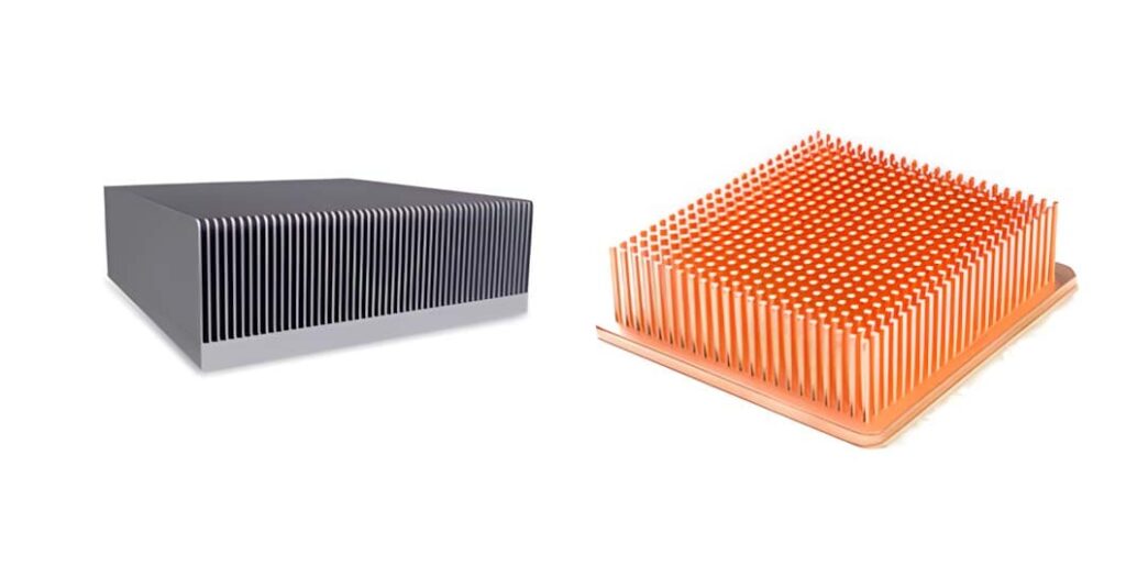 Aluminum heat sinks and copper heat sinks