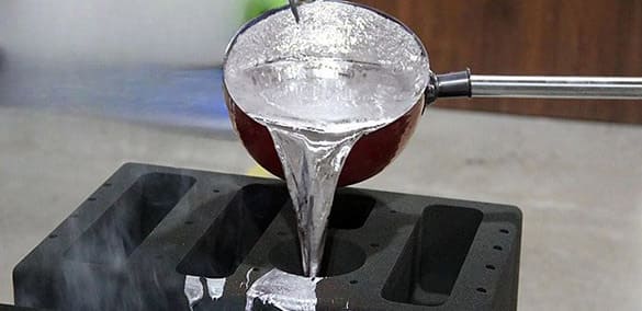 Aluminum water being injected into the mold