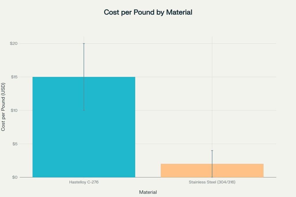 Cost per pound by hastelloy and stainless steel
