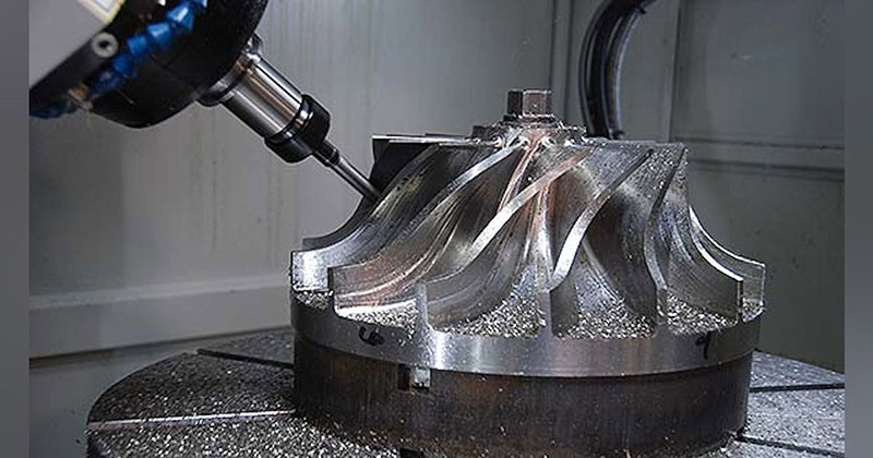 Five-axis CNC machining of impellers