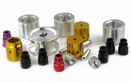 Parts with different colors of anodized coating