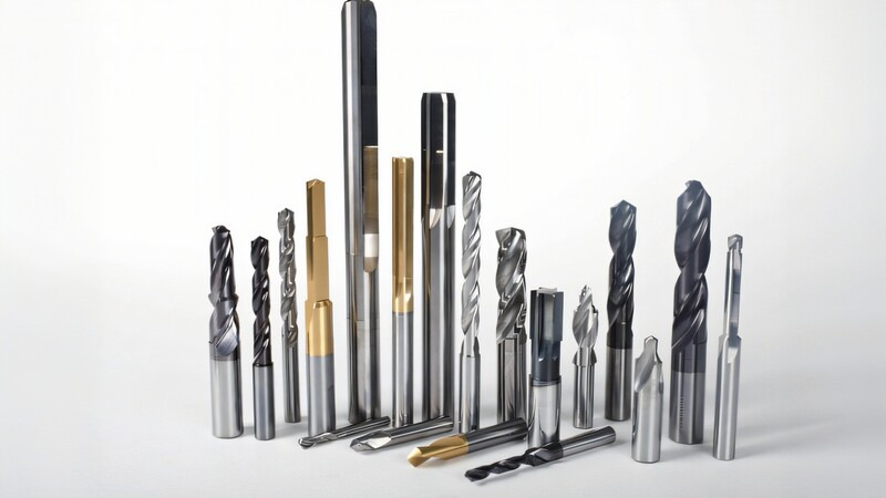 The CNC tools arranged in a neat row